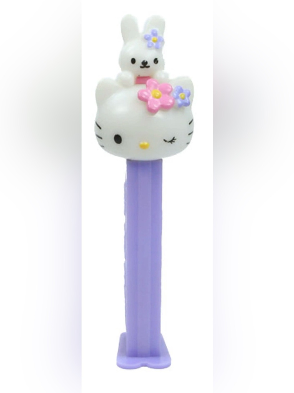 Vintage 2003 Hello Kitty & Cathy Rabbit PEZ Dispenser Purple Stem Rare Retired